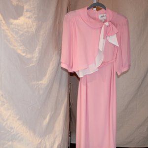 Vintage 80's Mendell of Dallas pink/white dress